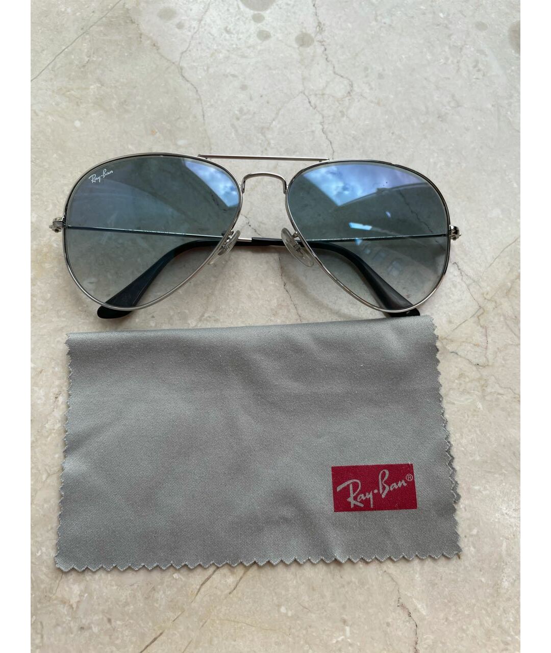 RAY BAN Голубые металлические солнцезащитные очки, фото 4