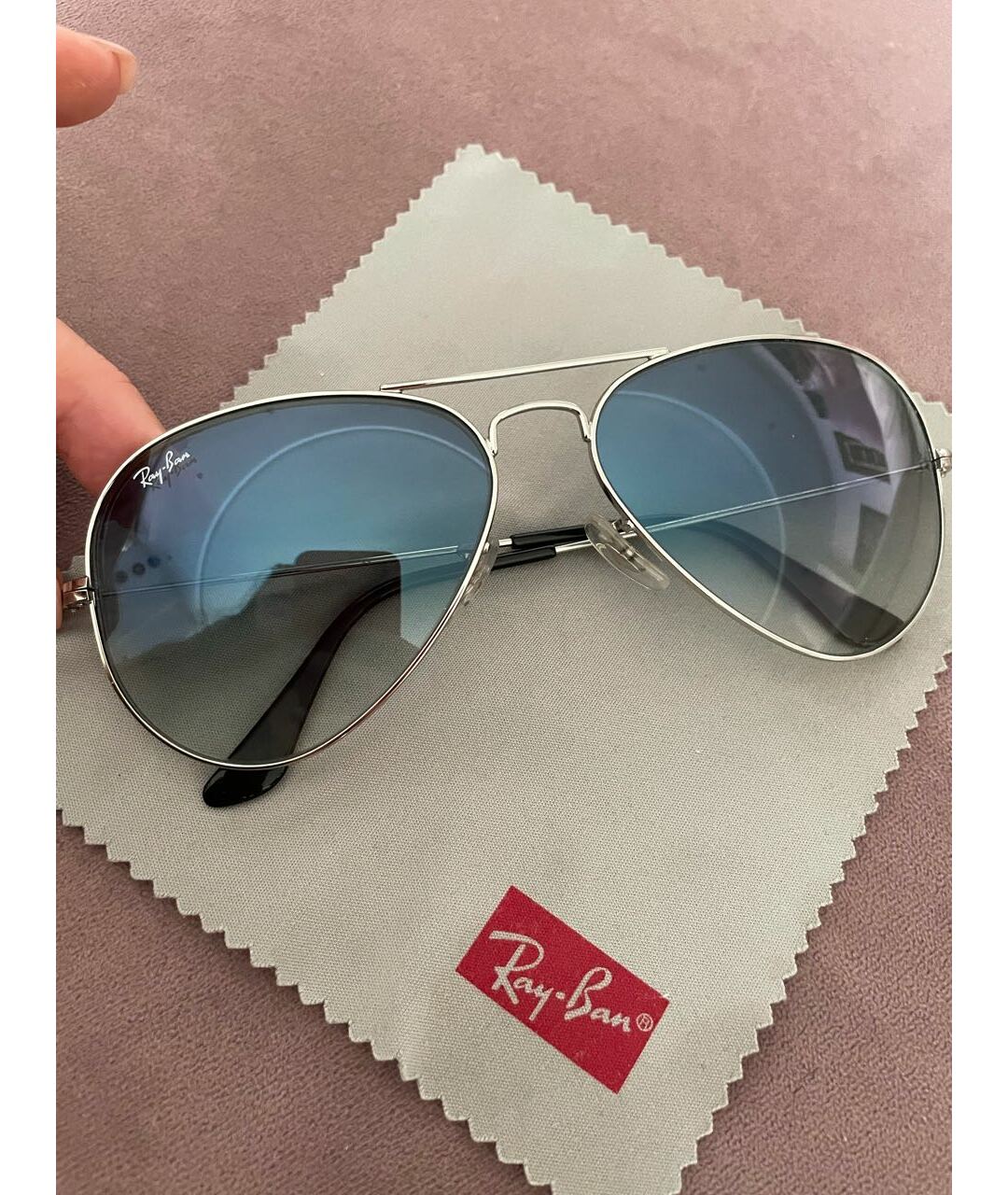 RAY BAN Голубые металлические солнцезащитные очки, фото 6