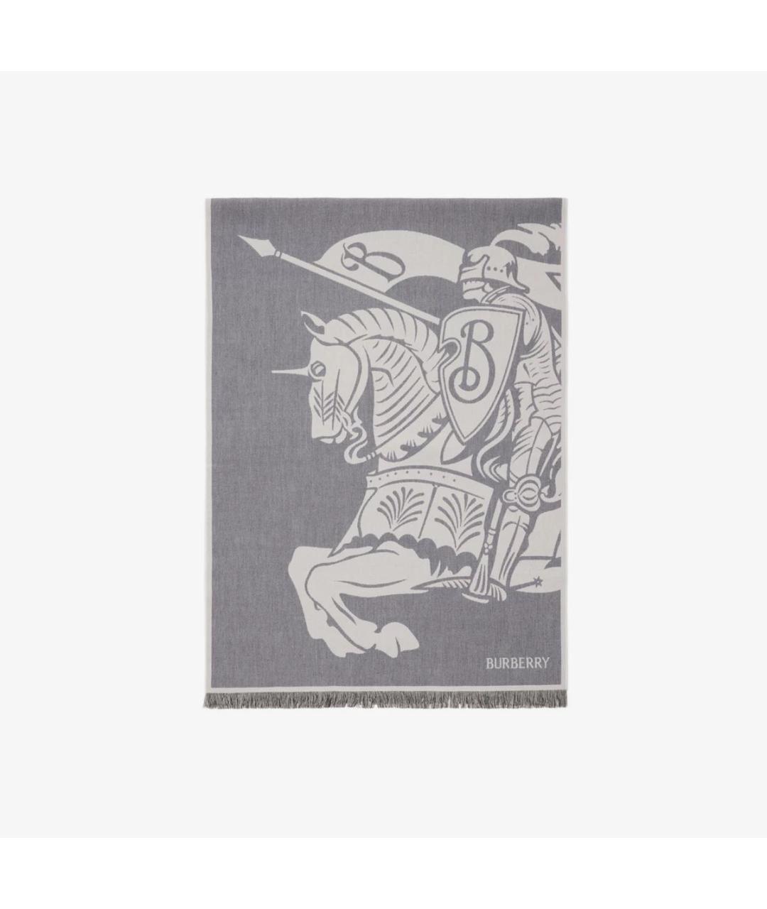 BURBERRY Серый шерстяной шарф, фото 2