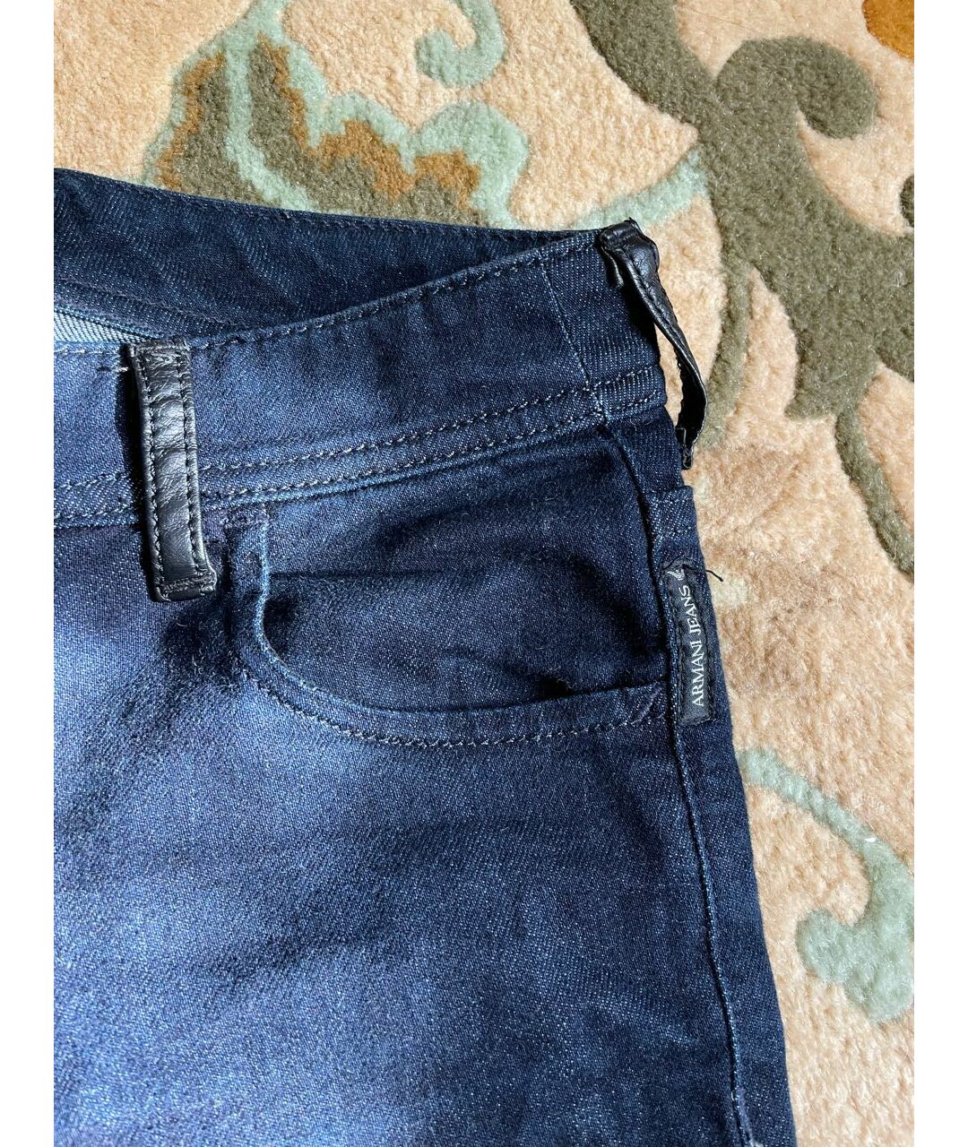 ARMANI JEANS Темно-синие хлопковые прямые джинсы, фото 3