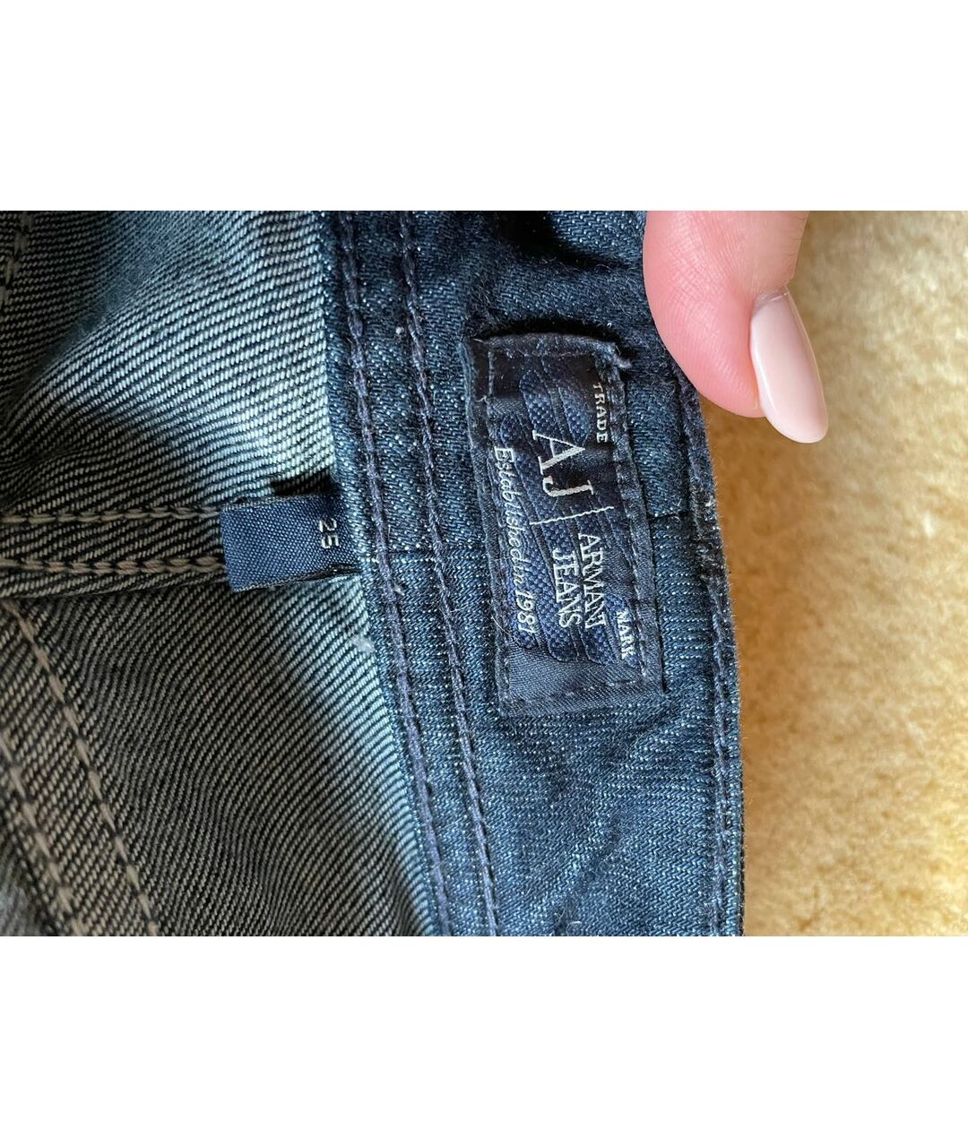 ARMANI JEANS Темно-синие хлопковые прямые джинсы, фото 7