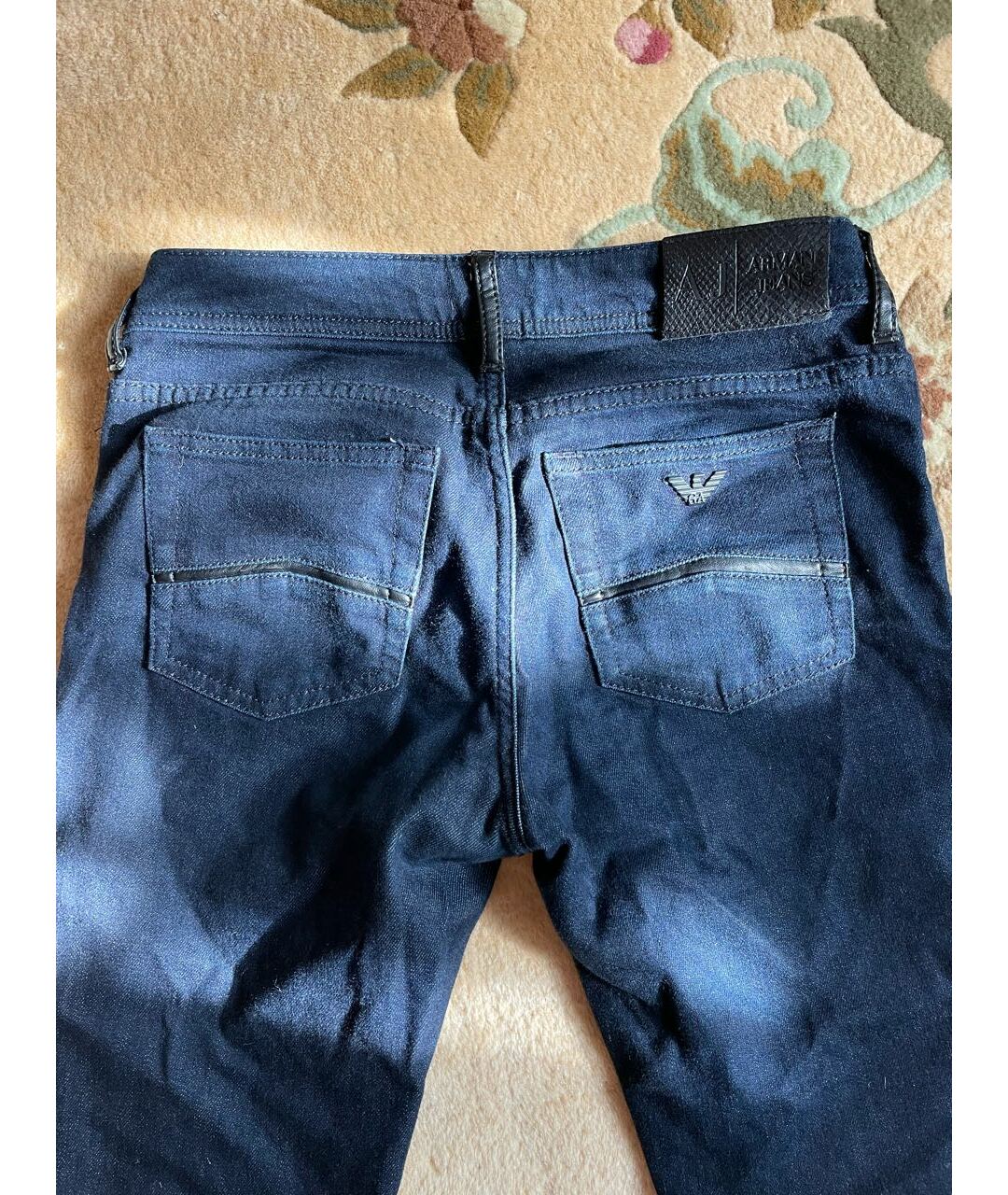 ARMANI JEANS Темно-синие хлопковые прямые джинсы, фото 5