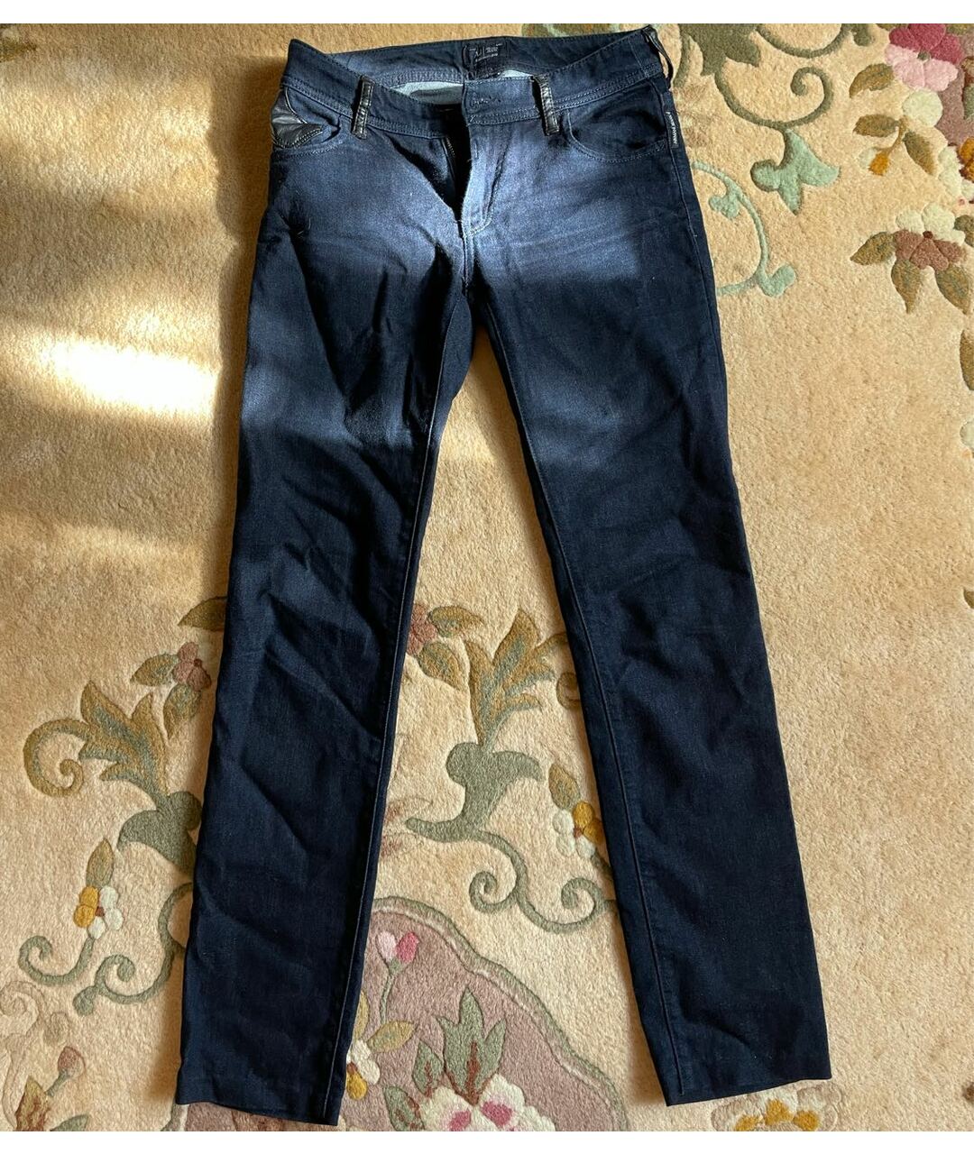 ARMANI JEANS Темно-синие хлопковые прямые джинсы, фото 8