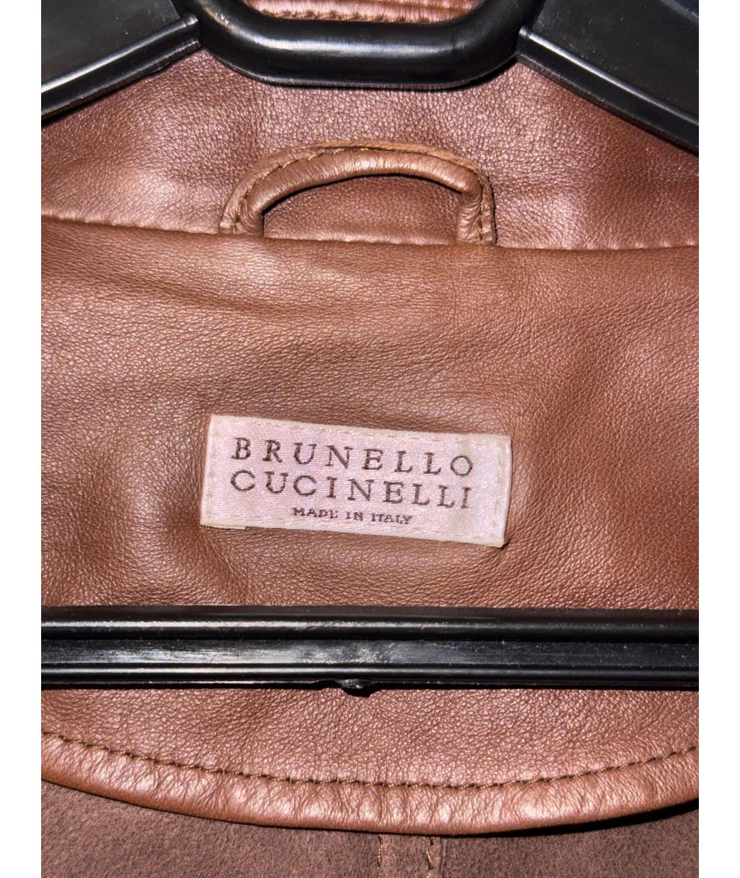 BRUNELLO CUCINELLI Коричневая кожаная куртка, фото 3