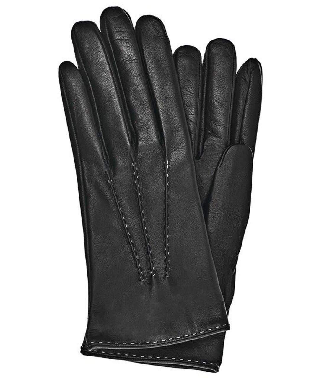 ERMANNO SCERVINO Черные кожаные перчатки, фото 1