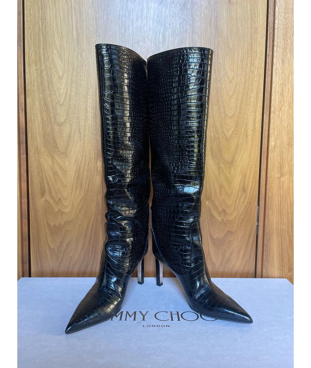 JIMMY CHOO Черные кожаные сапоги, фото 3