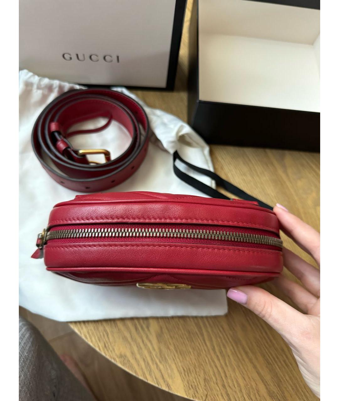 GUCCI Красная кожаная поясная сумка, фото 5