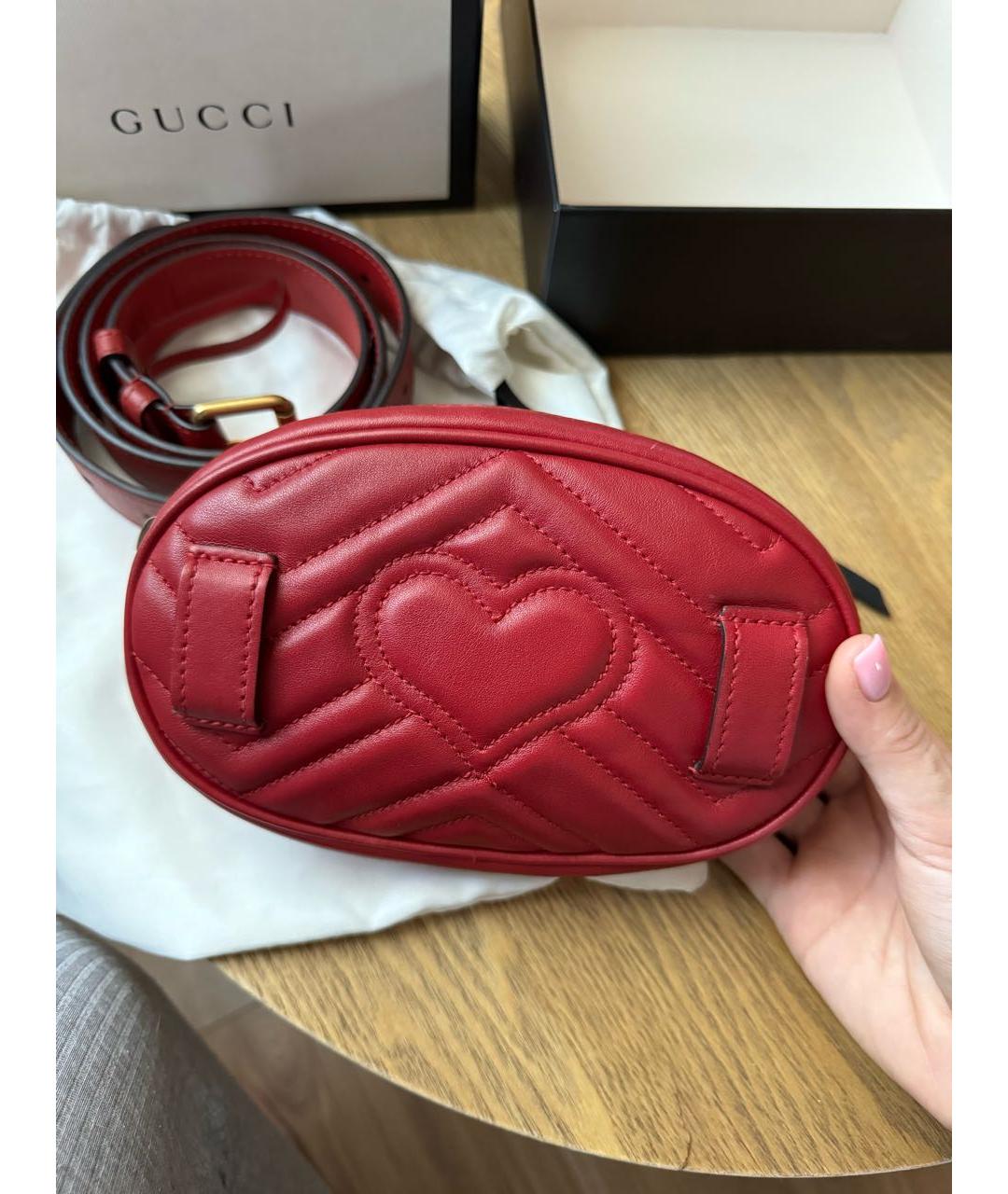 GUCCI Красная кожаная поясная сумка, фото 3