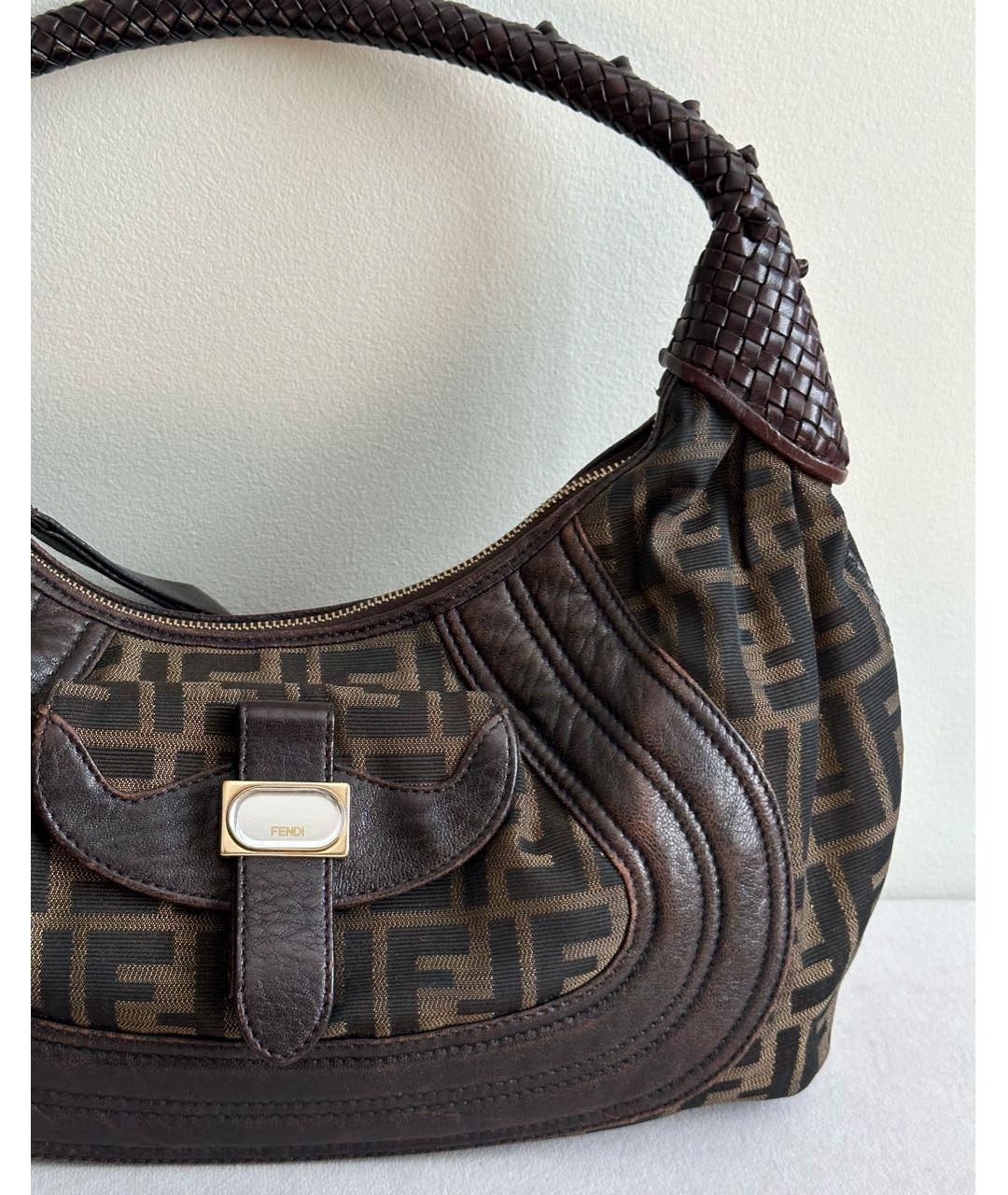 FENDI Коричневая кожаная сумка через плечо, фото 6