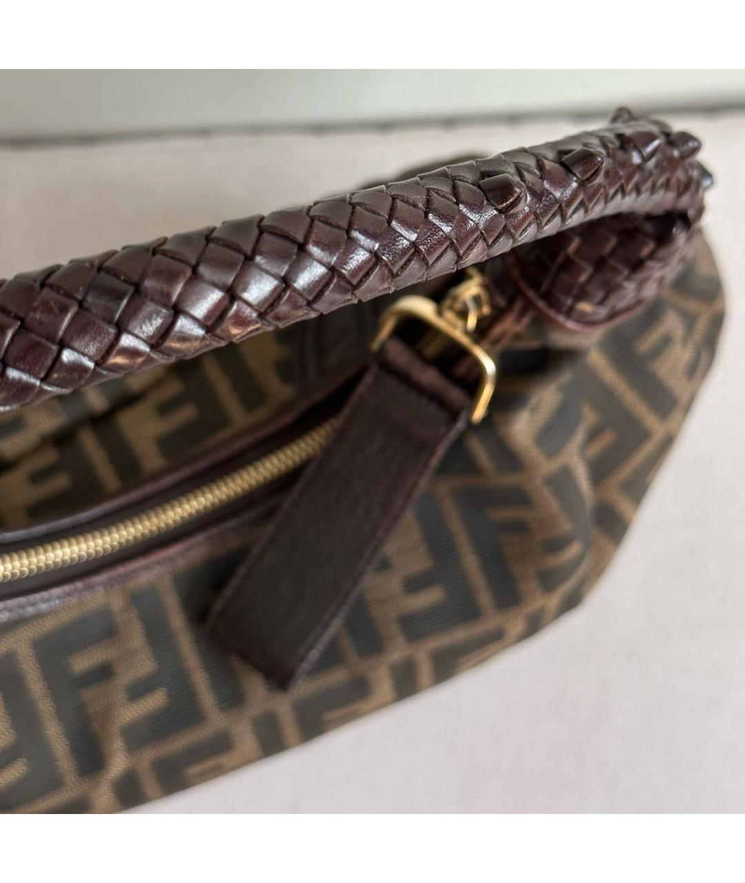 FENDI Коричневая кожаная сумка через плечо, фото 7