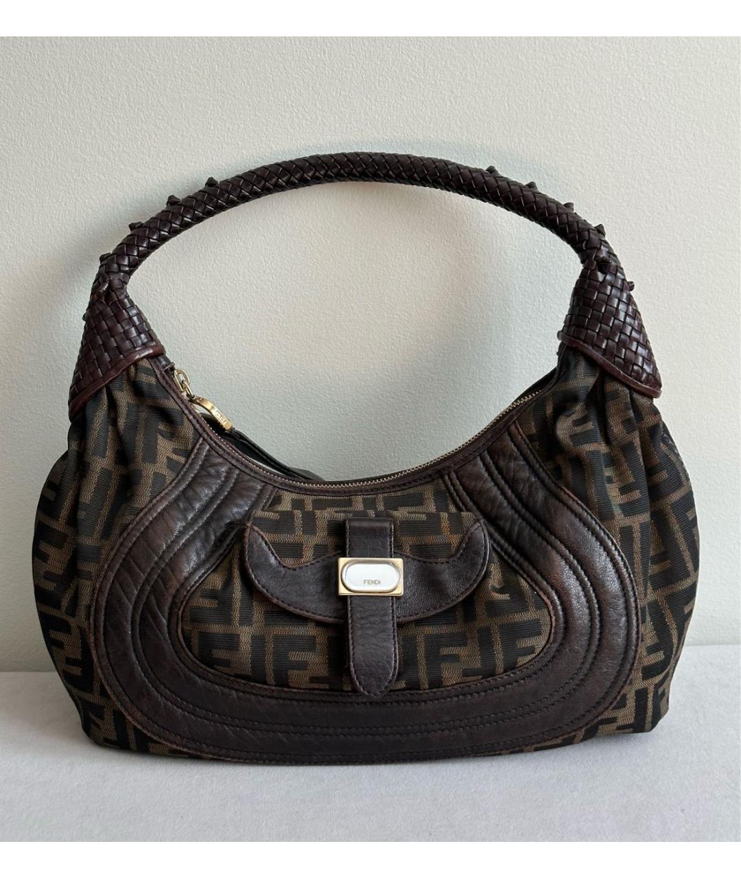 FENDI Коричневая кожаная сумка через плечо, фото 2