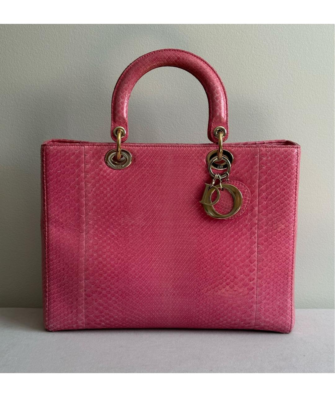 CHRISTIAN DIOR Розовая сумка с короткими ручками из экзотической кожи, фото 2