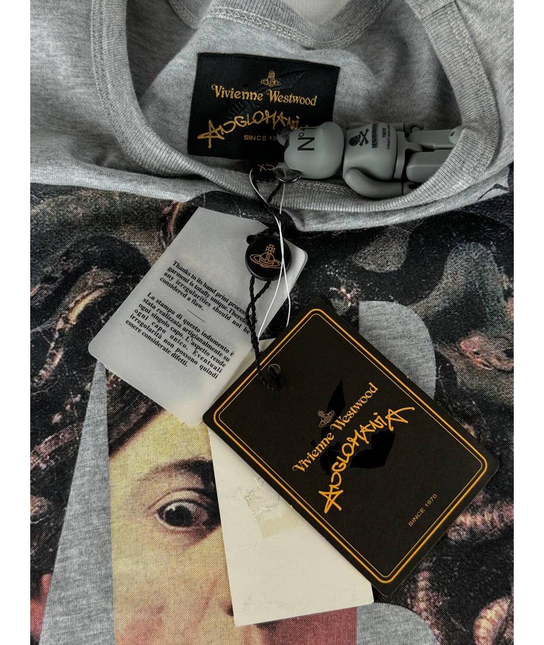 VIVIENNE WESTWOOD ANGLOMANIA Серая хлопковая футболка, фото 5