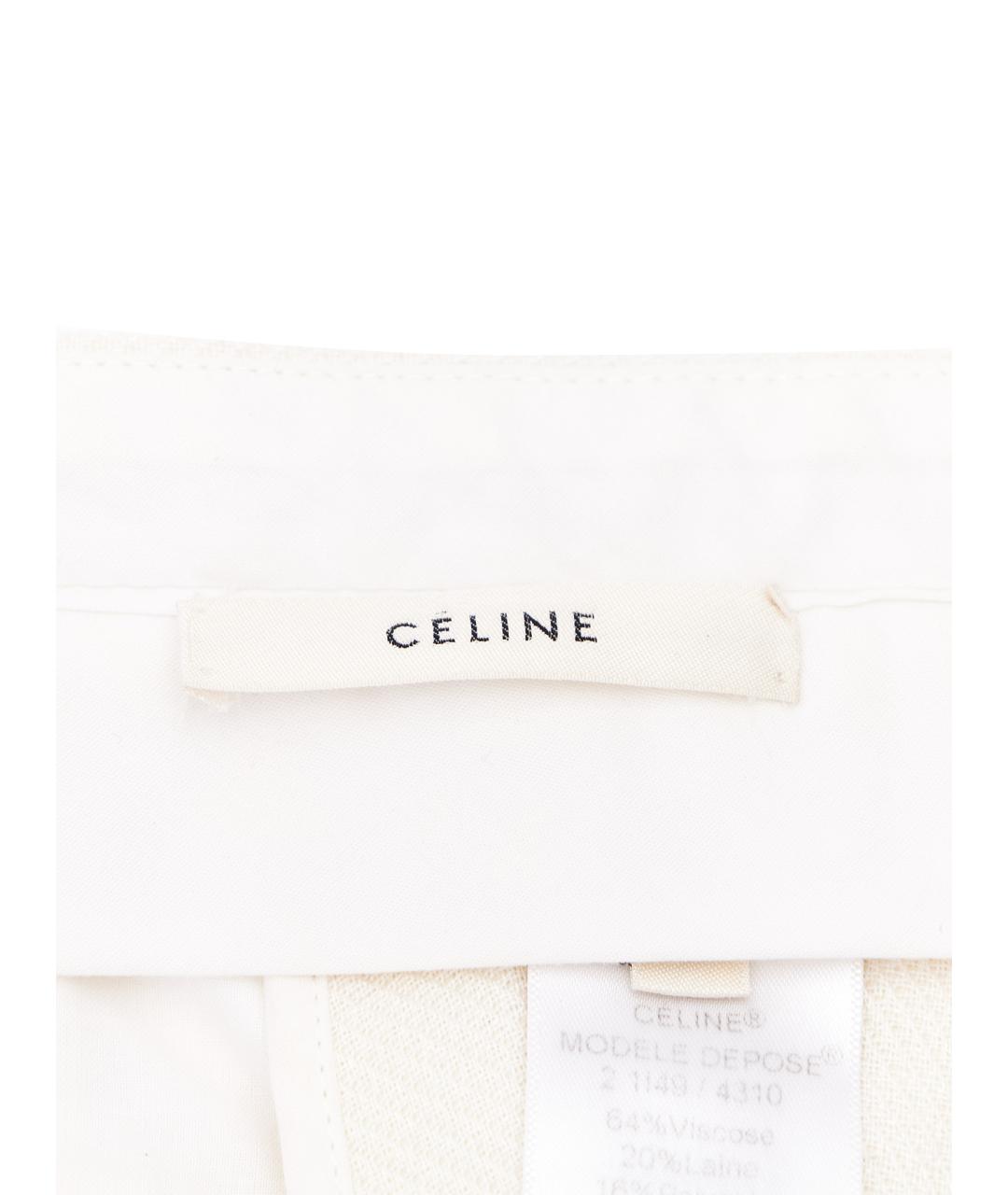 CELINE Бежевые вискозные прямые брюки, фото 8