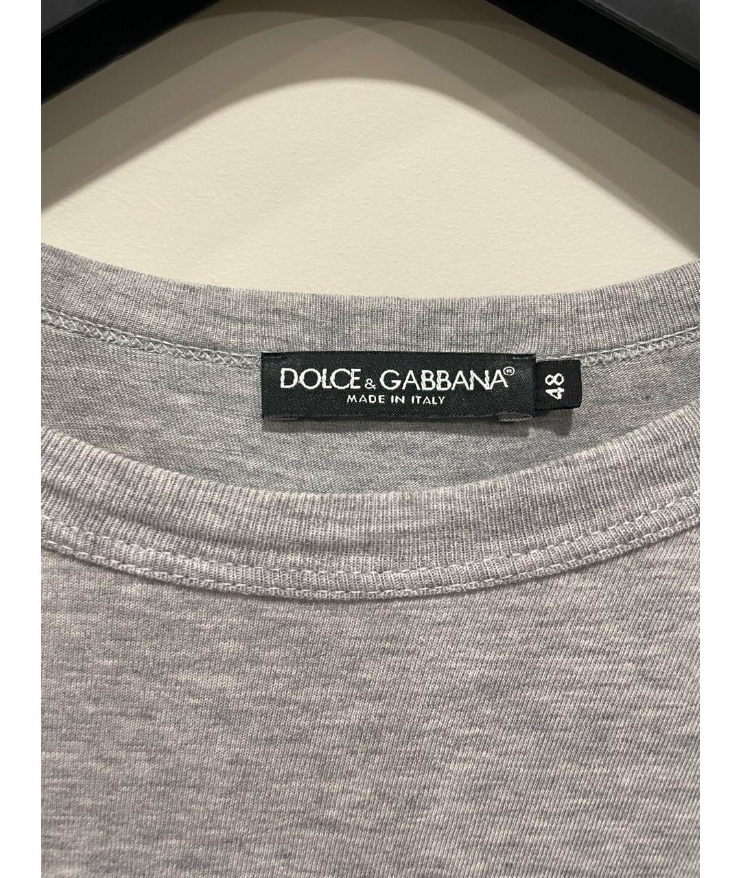 DOLCE&GABBANA Серая хлопковая футболка, фото 6
