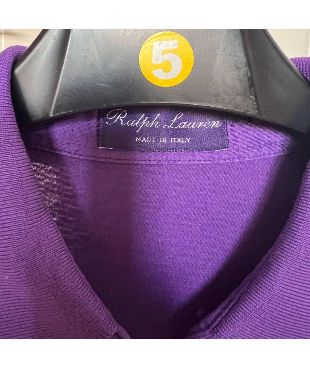 RALPH LAUREN PURPLE LABEL Фиолетовое хлопковое поло с коротким рукавом, фото 3