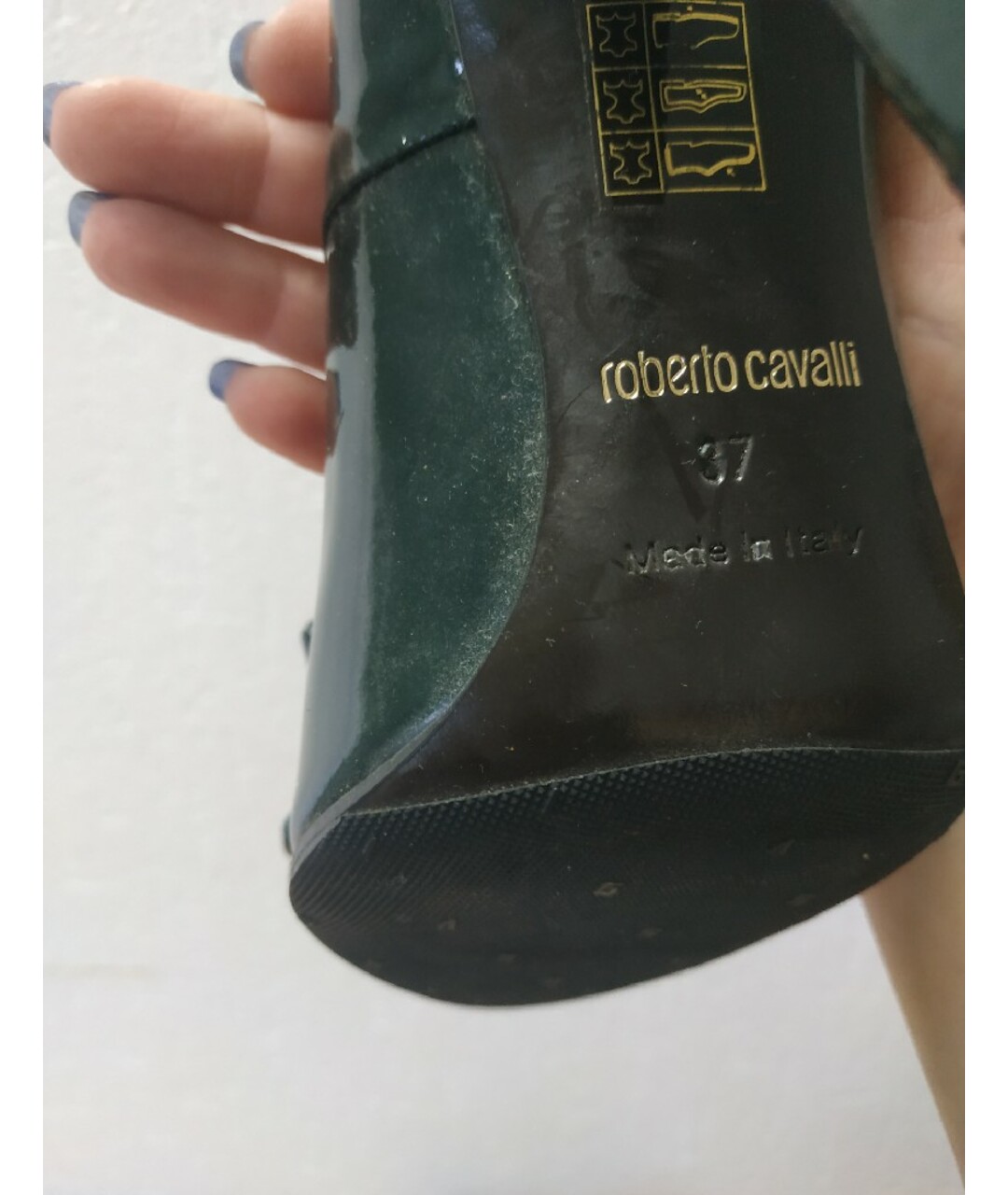 ROBERTO CAVALLI Зеленые туфли из лакированной кожи, фото 6