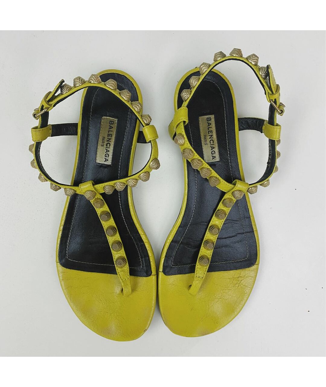 BALENCIAGA Желтые кожаные сандалии, фото 4