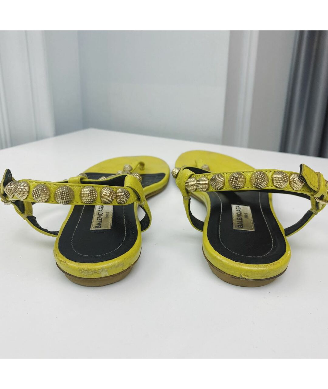 BALENCIAGA Желтые кожаные сандалии, фото 5