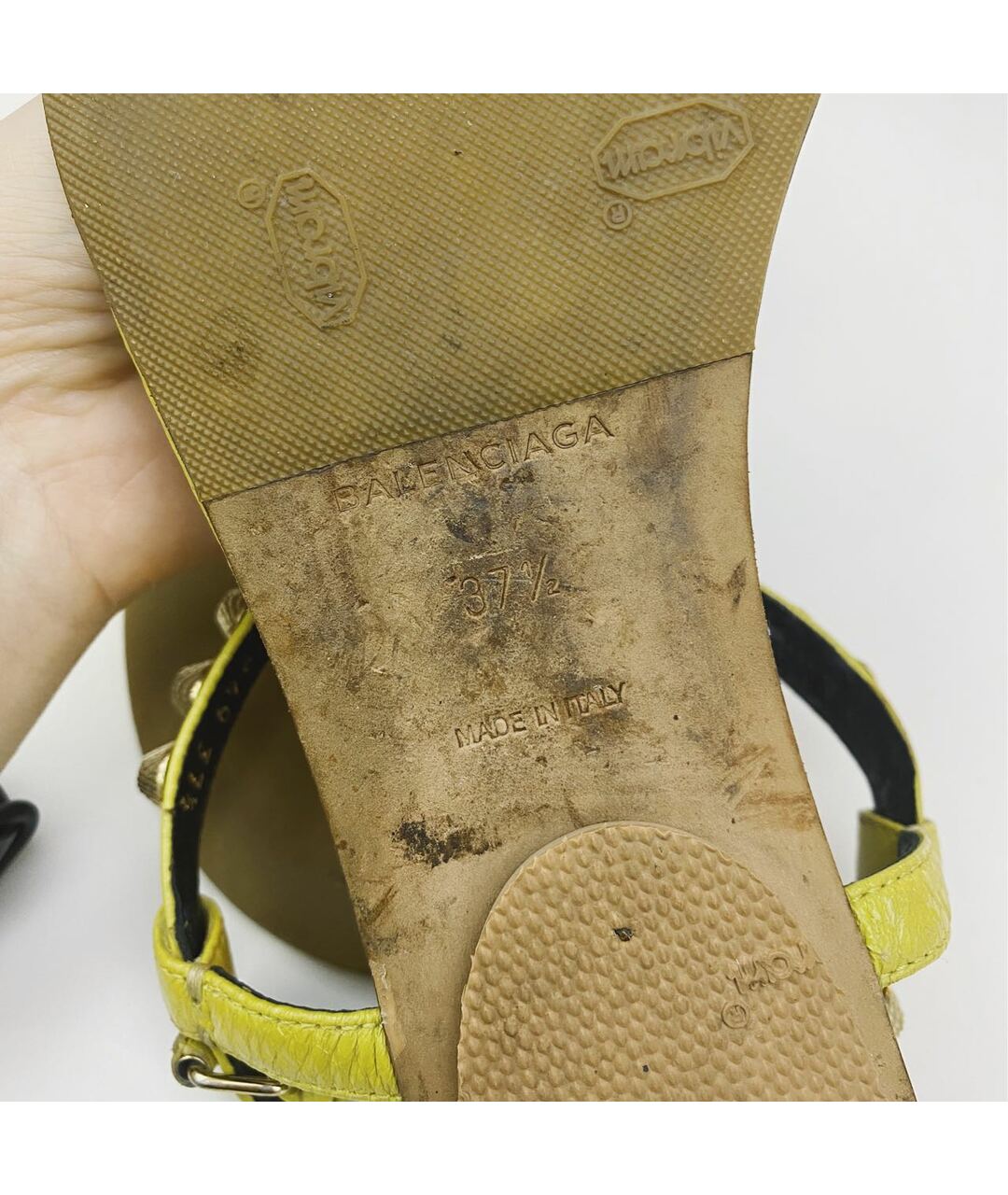 BALENCIAGA Желтые кожаные сандалии, фото 7