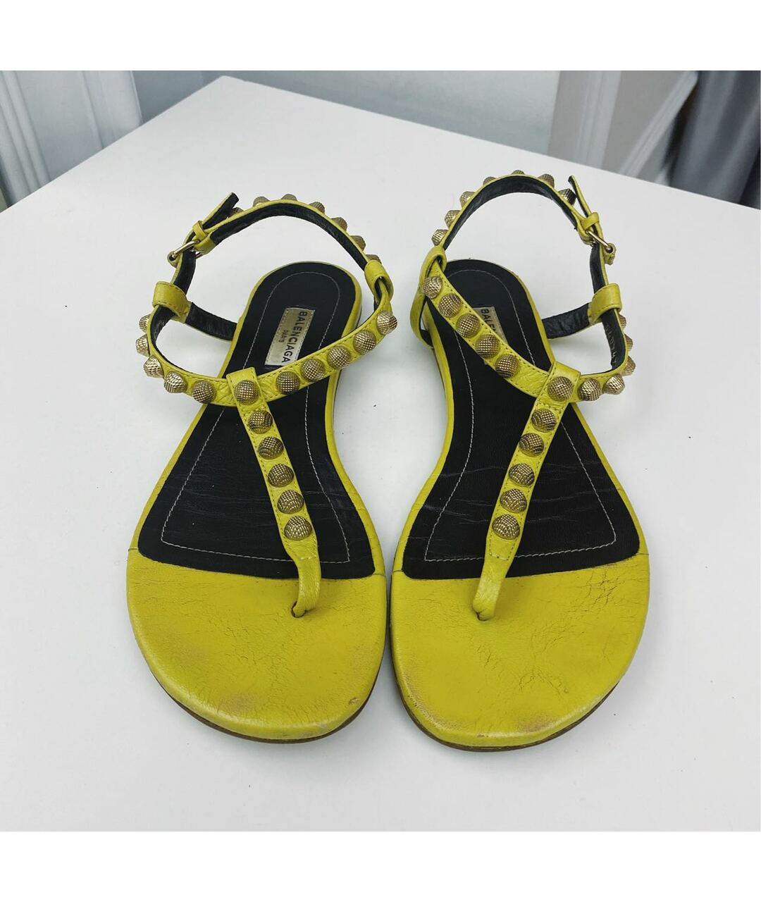 BALENCIAGA Желтые кожаные сандалии, фото 3