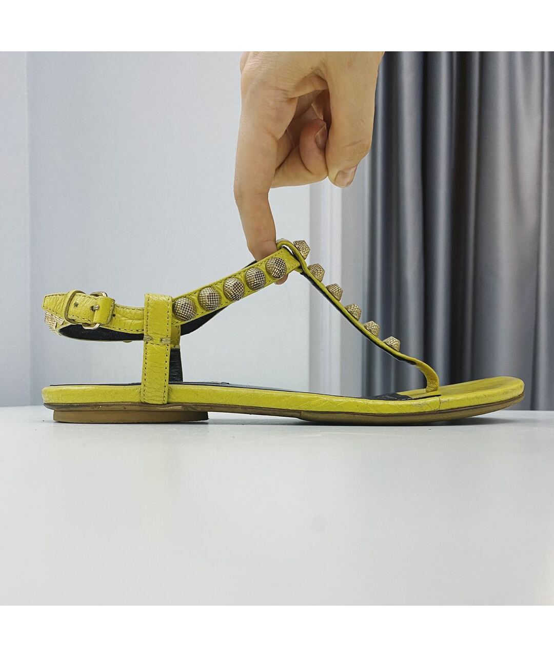 BALENCIAGA Желтые кожаные сандалии, фото 8