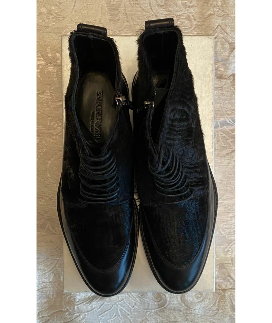 EMPORIO ARMANI Черные кожаные высокие ботинки, фото 2