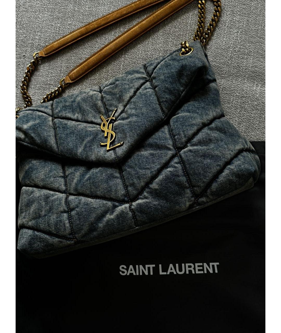 SAINT LAURENT Темно-синяя деним сумка через плечо, фото 2