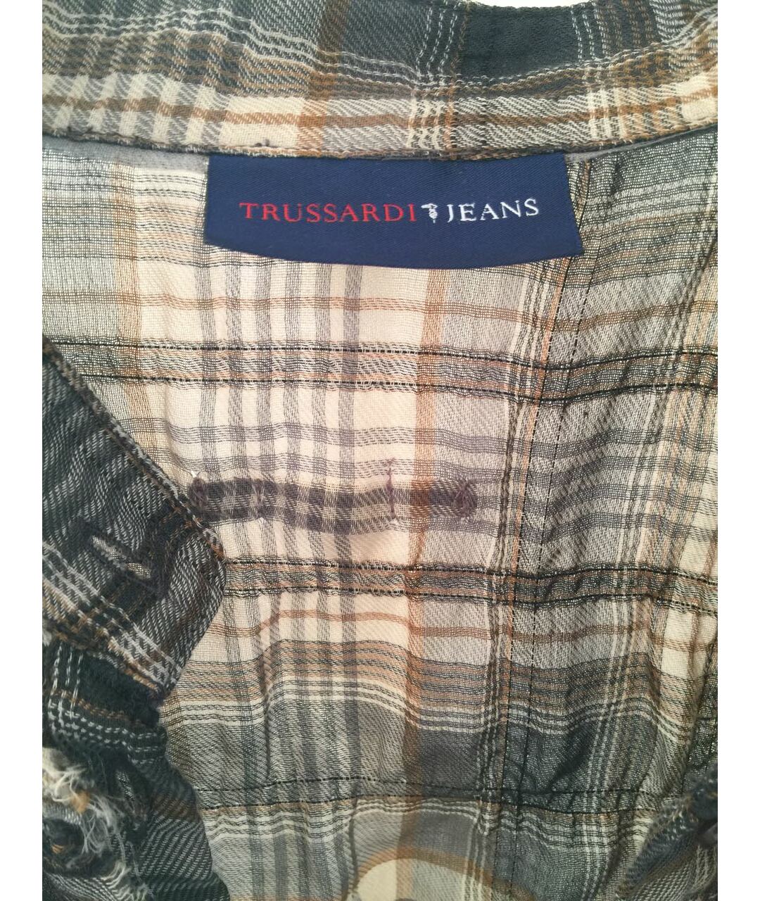 TRUSSARDI JEANS Хаки хлопко-эластановая рубашка, фото 3