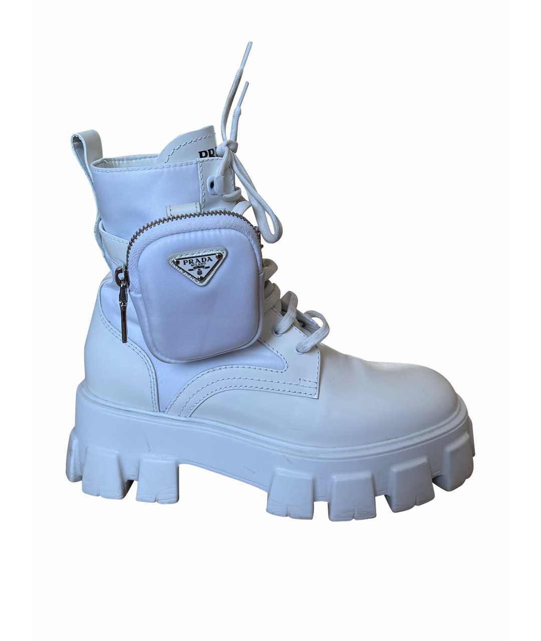 PRADA Белые кожаные ботинки, фото 1