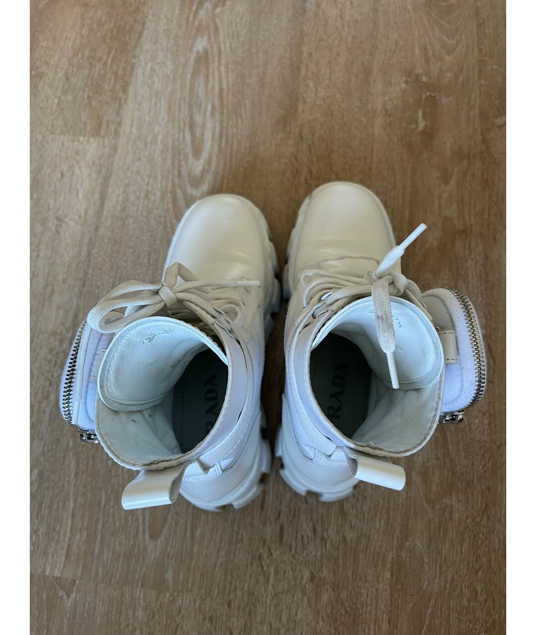 PRADA Белые кожаные ботинки, фото 3