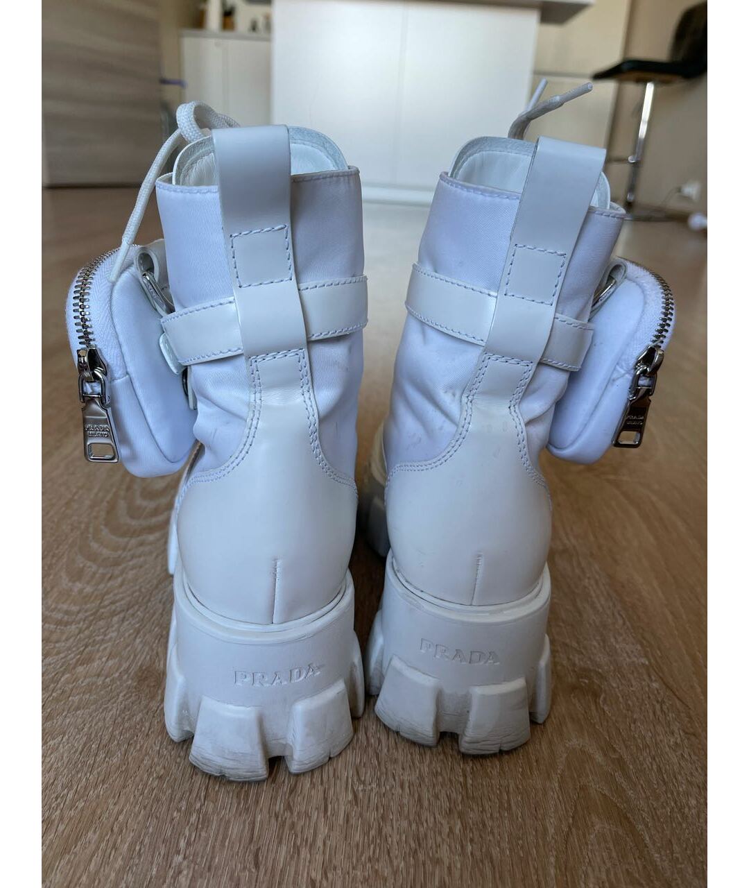 PRADA Белые кожаные ботинки, фото 4
