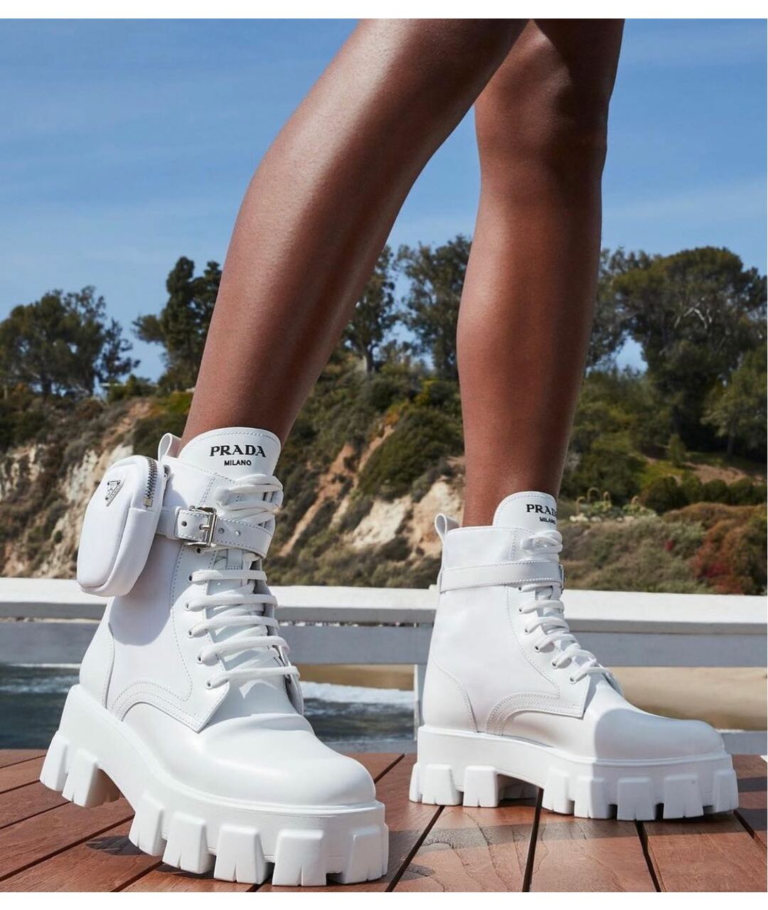 PRADA Белые кожаные ботинки, фото 8
