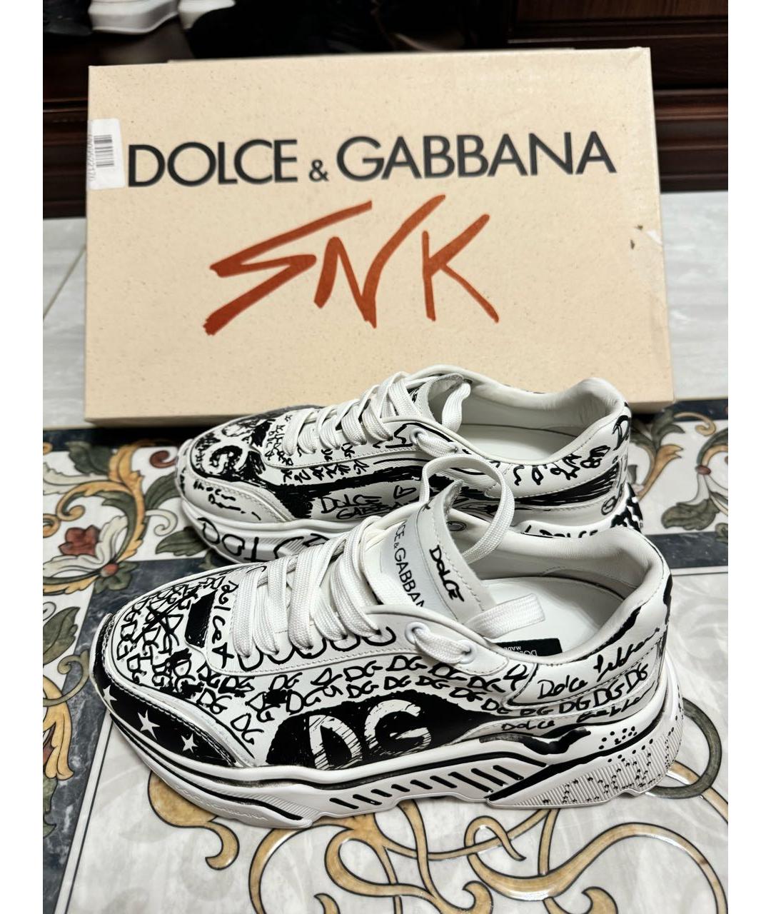 DOLCE&GABBANA Белые кожаные кроссовки, фото 3