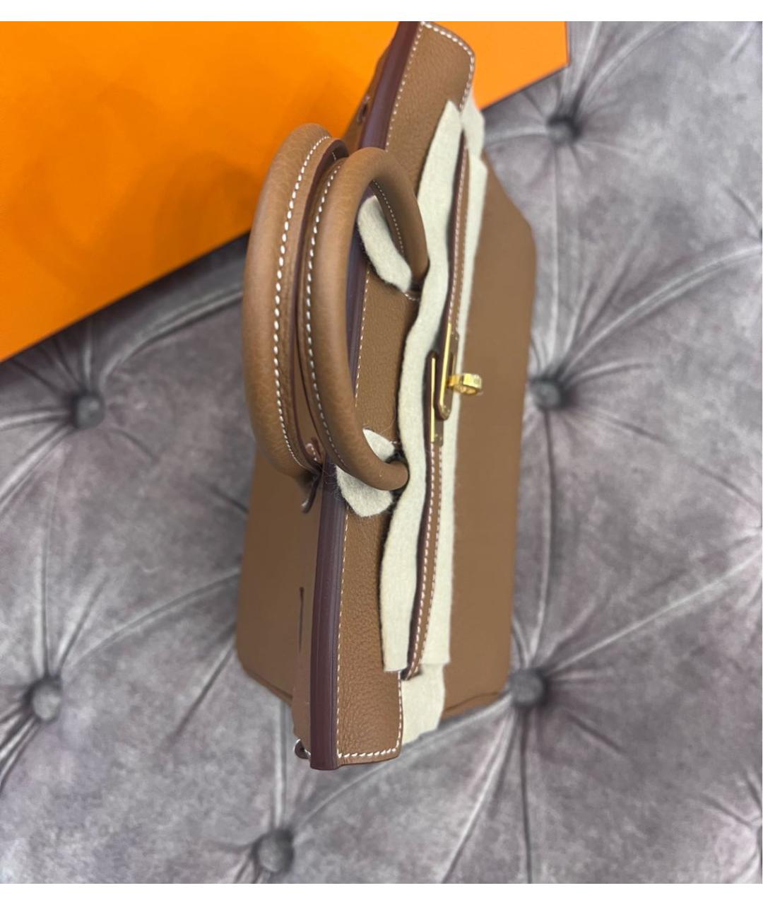 HERMES Оранжевая кожаная сумка с короткими ручками, фото 4