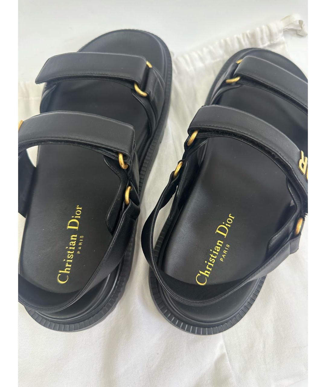 CHRISTIAN DIOR Черные кожаные сандалии, фото 4