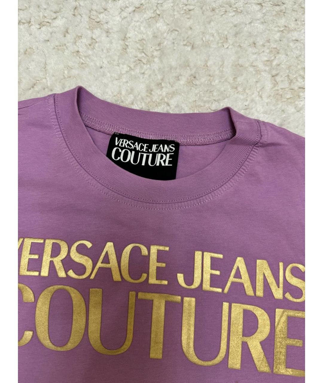 VERSACE JEANS COUTURE Фиолетовая хлопковая футболка, фото 2