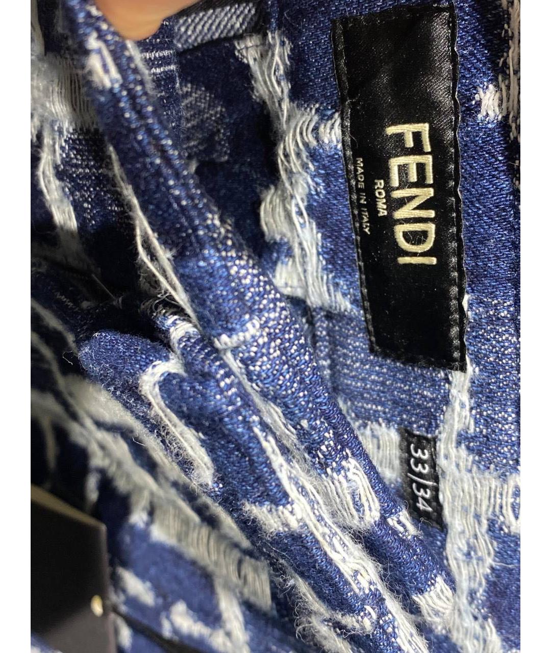 FENDI Синие хлопковые шорты, фото 4