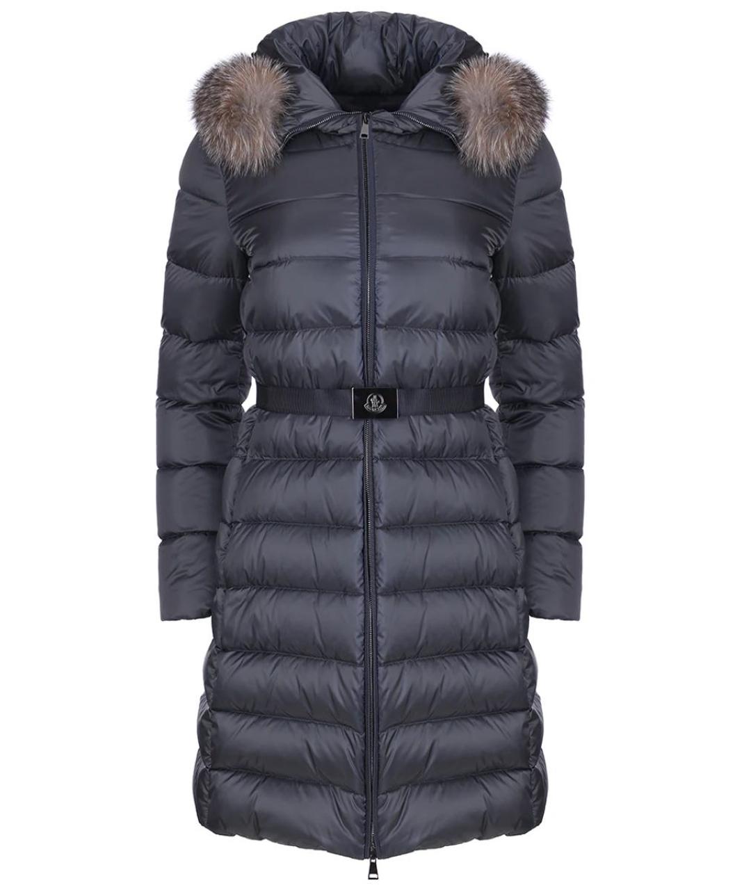 MONCLER Антрацитовый полиэстеровый пуховик, фото 1