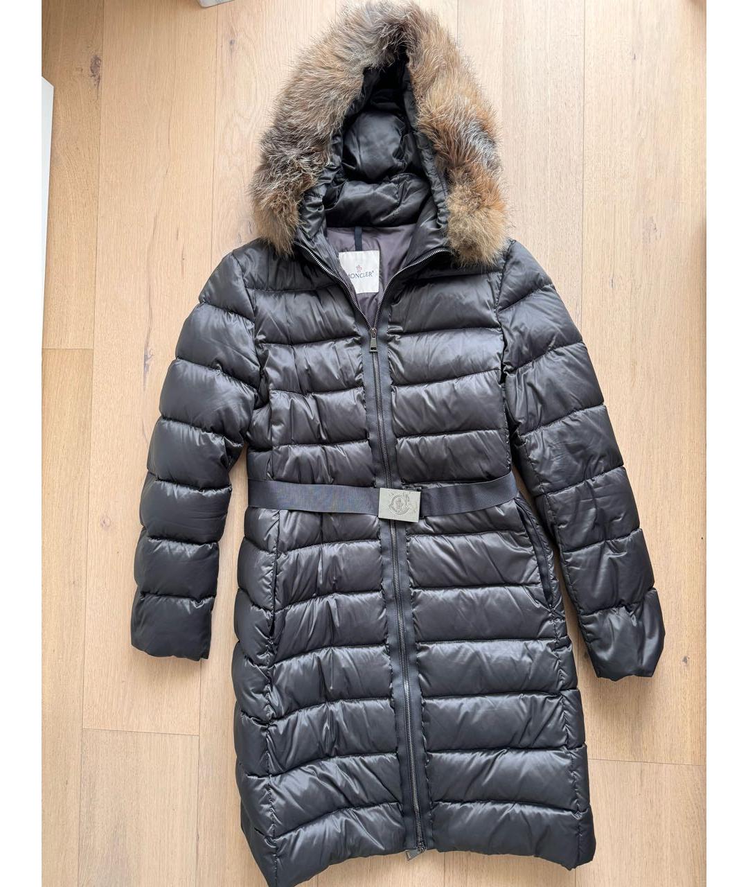 MONCLER Антрацитовый полиэстеровый пуховик, фото 3