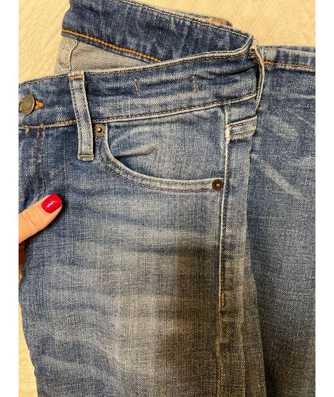 RALPH LAUREN DENIM & SUPPLY Синие хлопковые джинсы слим, фото 4