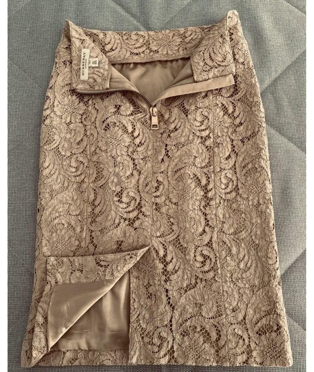 BURBERRY Бежевая юбка миди, фото 3