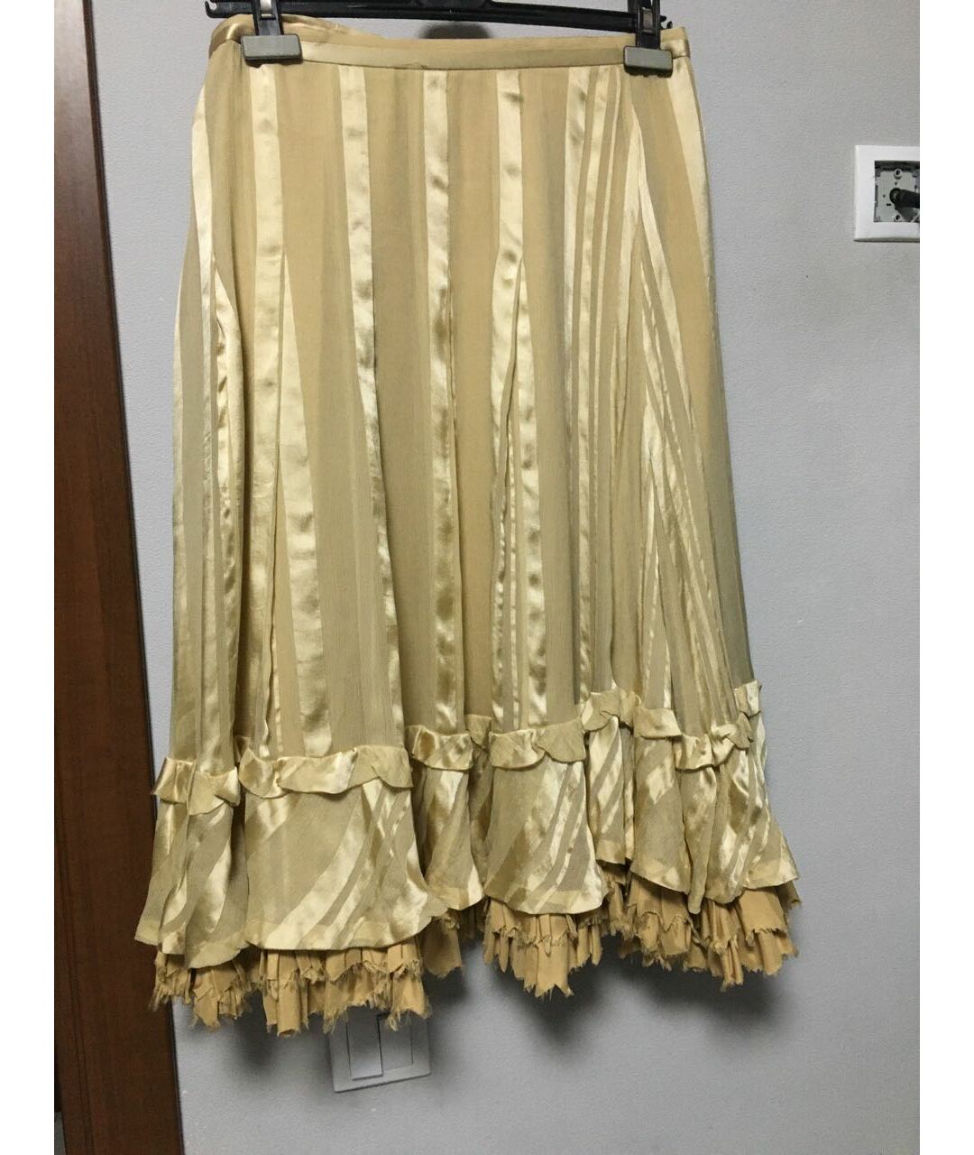 RALPH LAUREN Бежевая шелковая юбка миди, фото 2