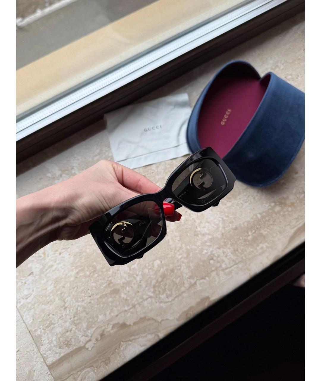 GUCCI Черные пластиковые солнцезащитные очки, фото 2