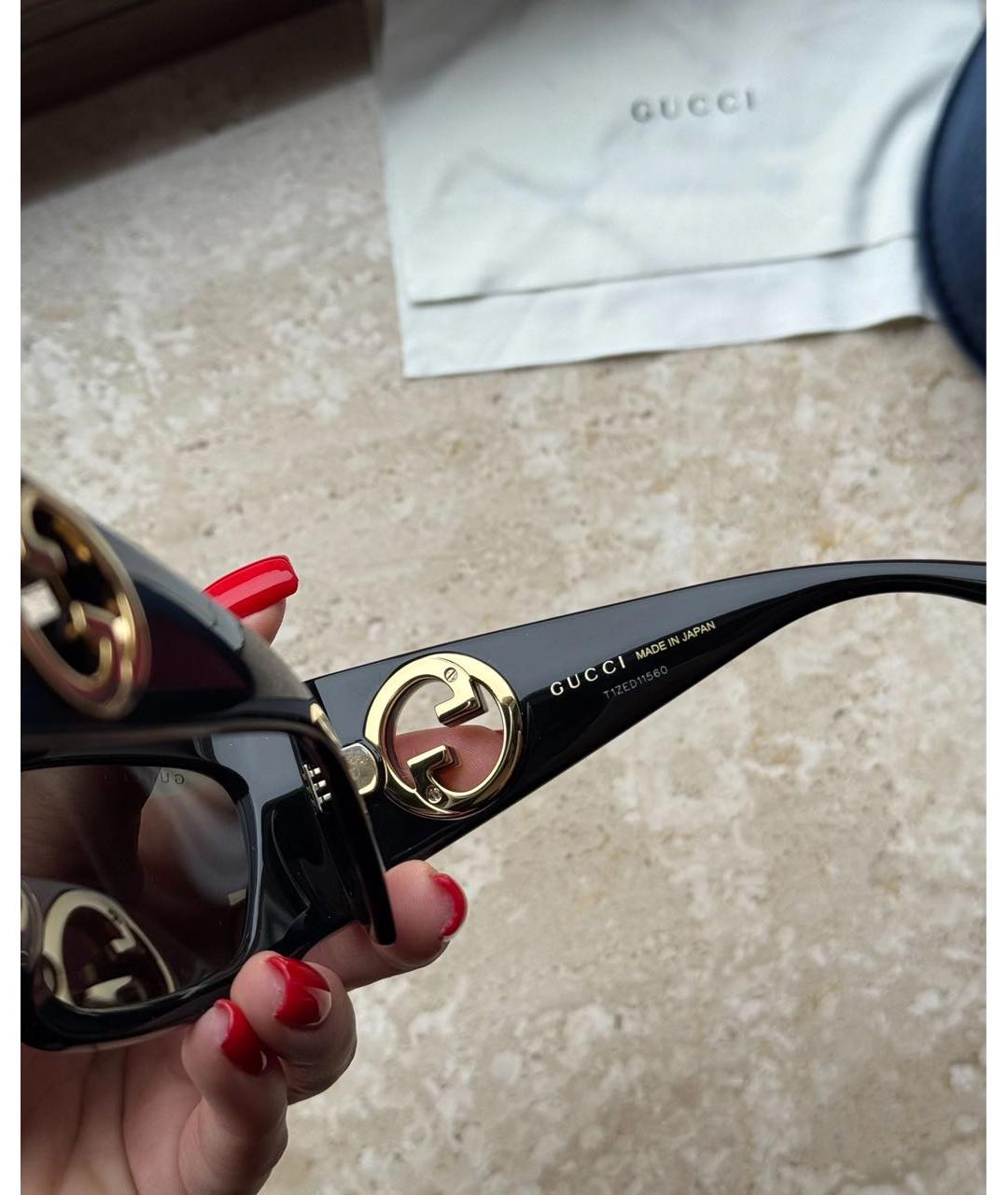 GUCCI Черные пластиковые солнцезащитные очки, фото 4