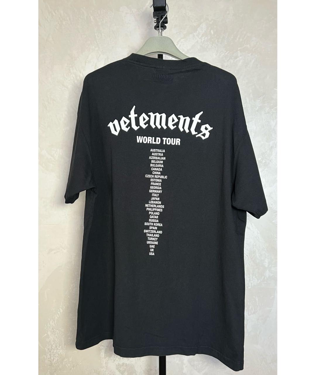 VETEMENTS Черная хлопковая футболка, фото 2