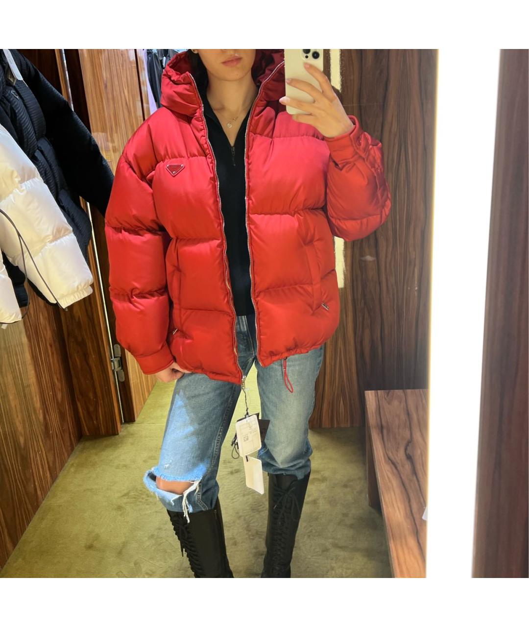 PRADA Красный полиамидовый пуховик, фото 6