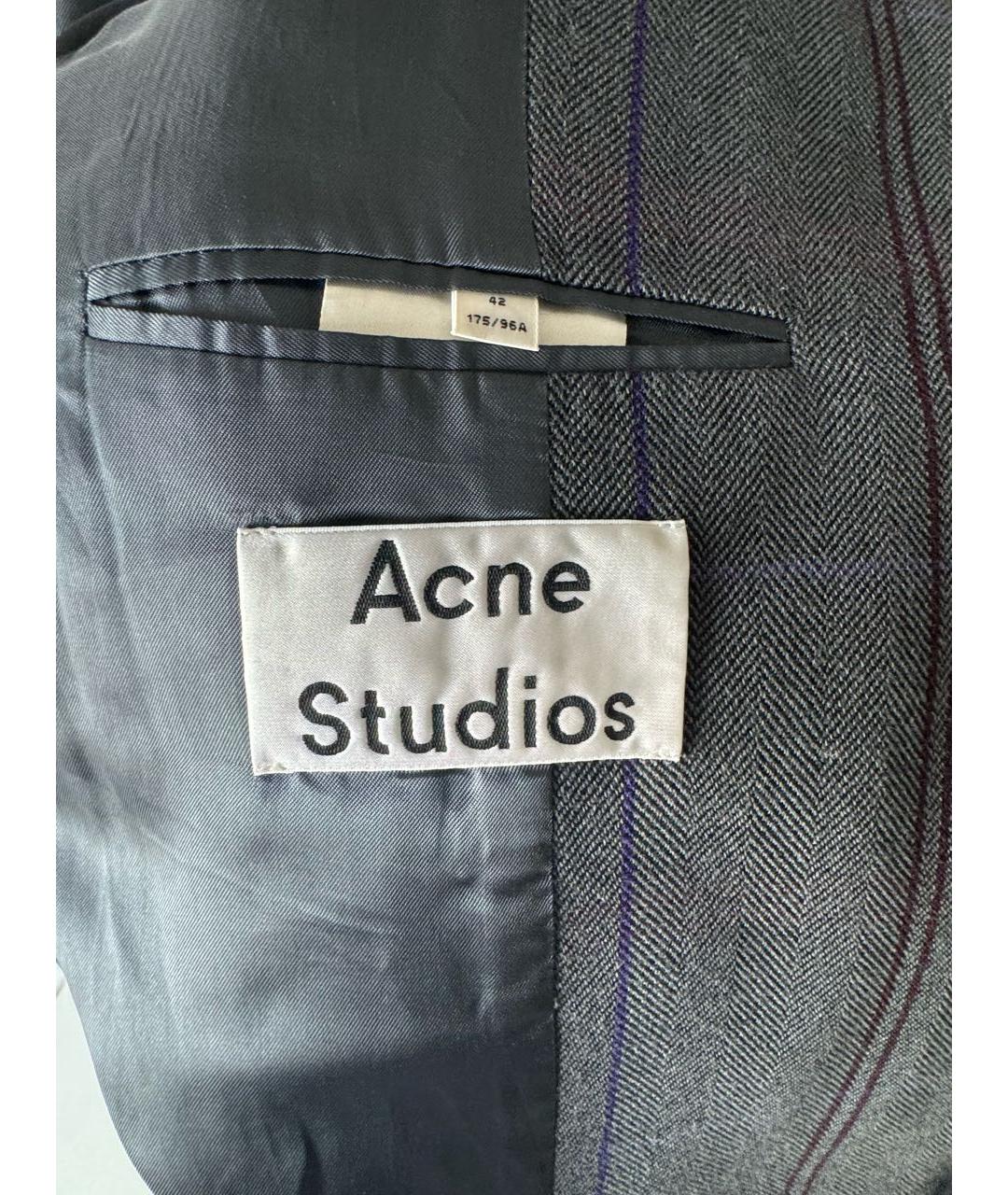 ACNE STUDIOS Антрацитовый шерстяной жакет/пиджак, фото 7