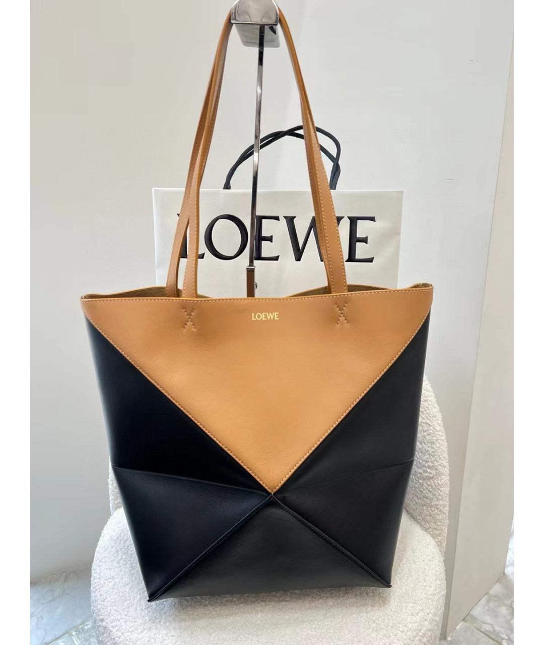 LOEWE Черная кожаная сумка тоут, фото 10