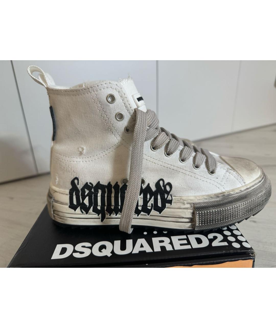 DSQUARED2 Белые текстильные кроссовки, фото 5